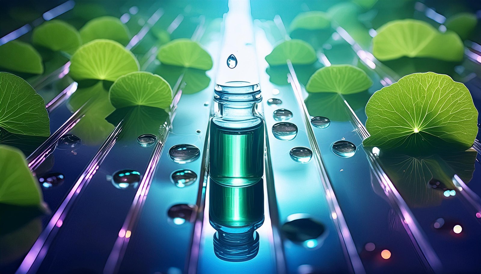 Firefly Centella Asi̇ati̇ca Extract Bitkisinin Özütünün Çıkartılarak Bir Şişeye Doldurulduğu Bir Labar